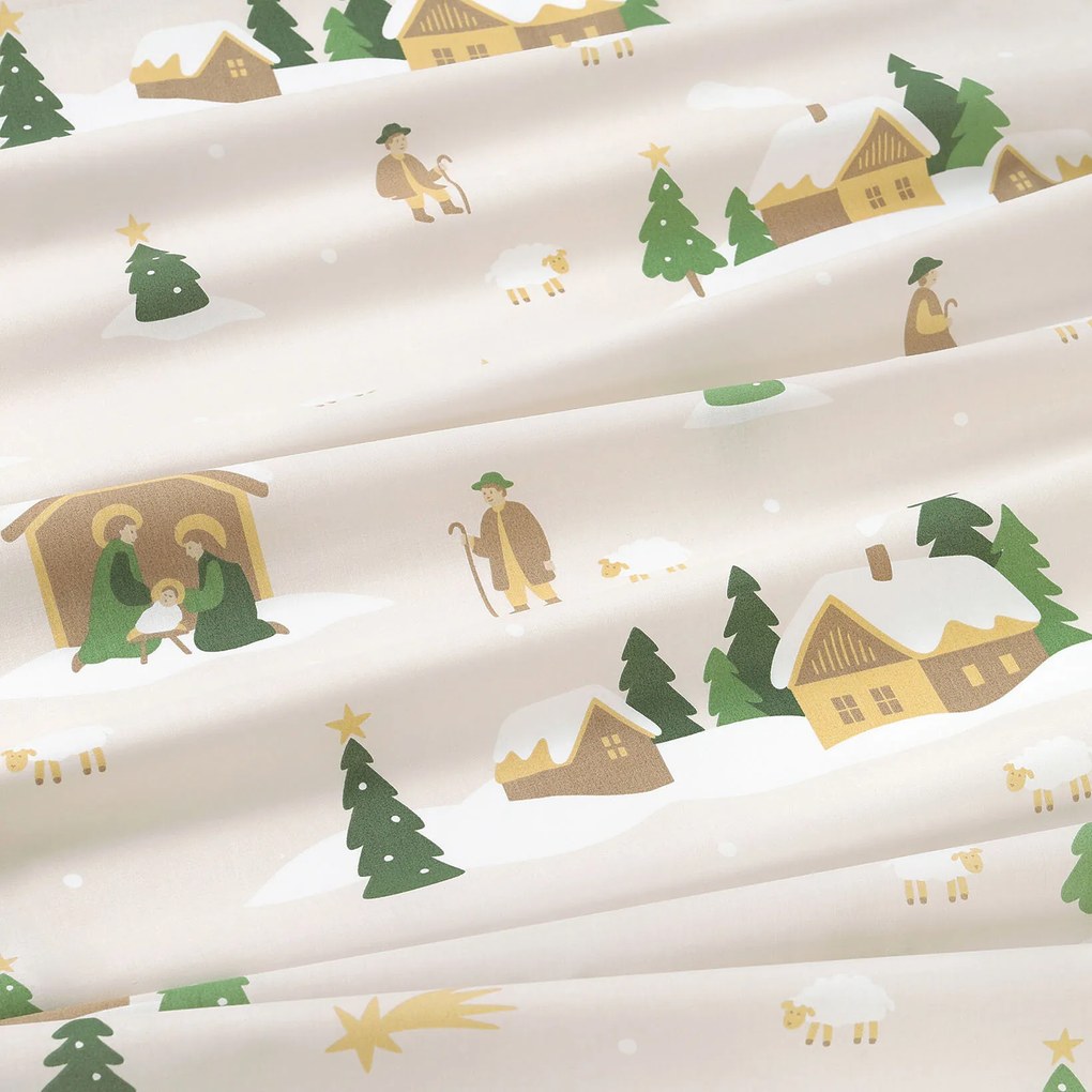 Goldea karácsonyi kör alakú pamut terítő - karácsonyi dalok Ø 130 cm