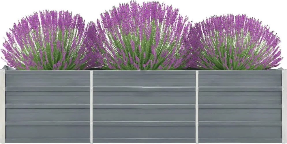 vidaXL szürke horganyzott acél kerti magaságyás 240 x 40 x 45 cm