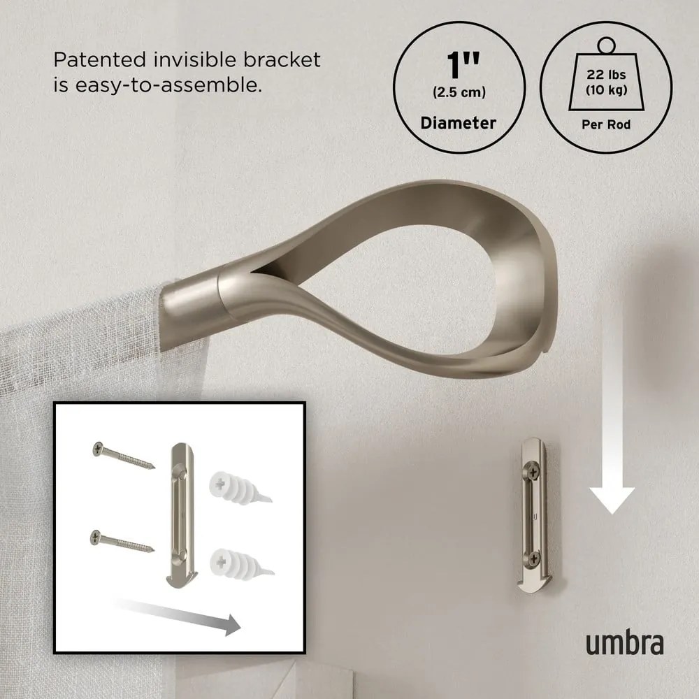 Rozsdamentes acél bővíthető függönykarnis 107 - 305 cm Loop – Umbra