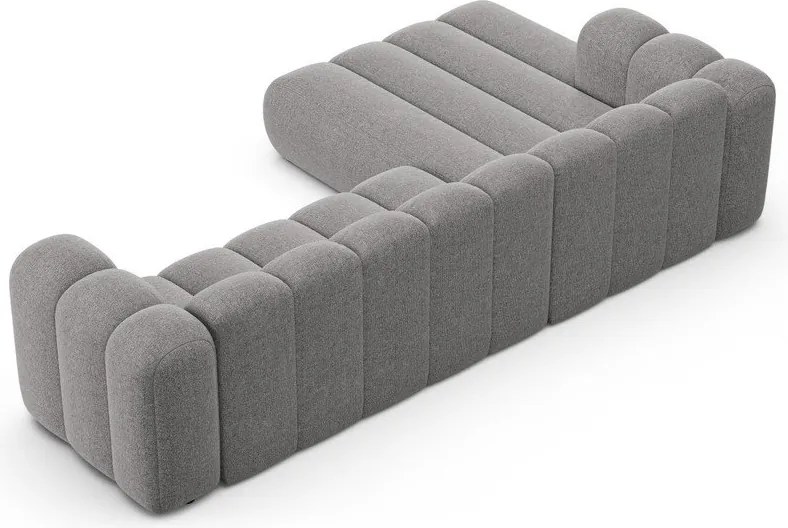 Szürke zsenília sarokkanapé (bal oldali-heverő résszel) Lupine – Micadoni