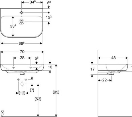 Geberit 500.248.01.1 - Függesztett mosdó Smyle 70x48 cm kerámia/fehér