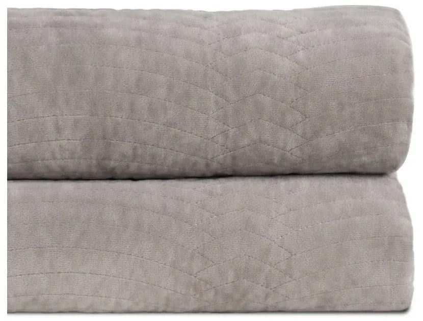 Szürke bársony steppelt ágytakaró 230x260 cm – Ixia