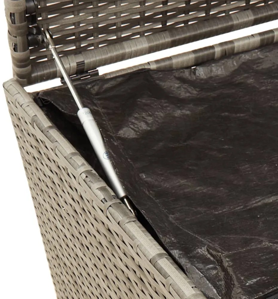 szürke polyrattan kerti tárolóláda kerekekkel 283 L