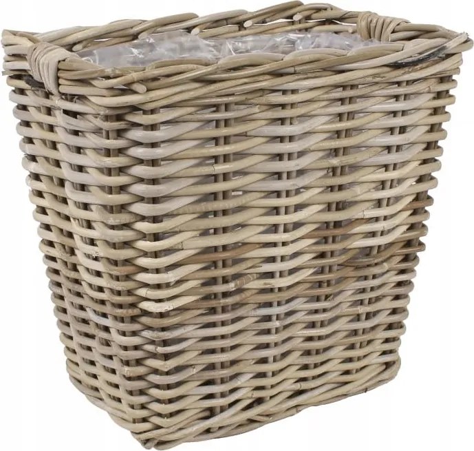 Téglalap Alakú Kubu Rattan Kosár Virágfóliával 35x23x32 cm