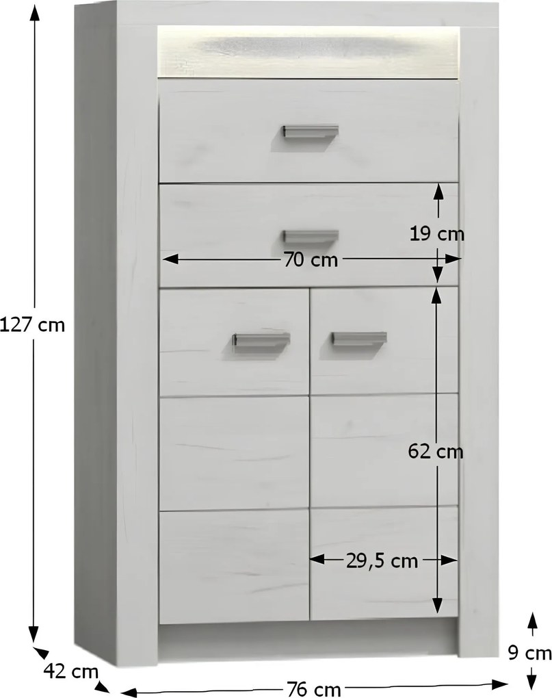Komód, kőris fehér, INFINITY I-06