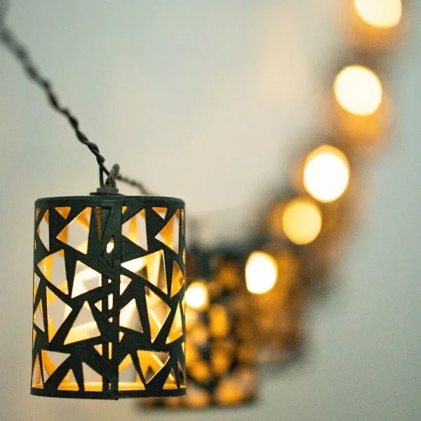 LED Napelemes lánc 10xE12/3,65m IP44 meleg fehér