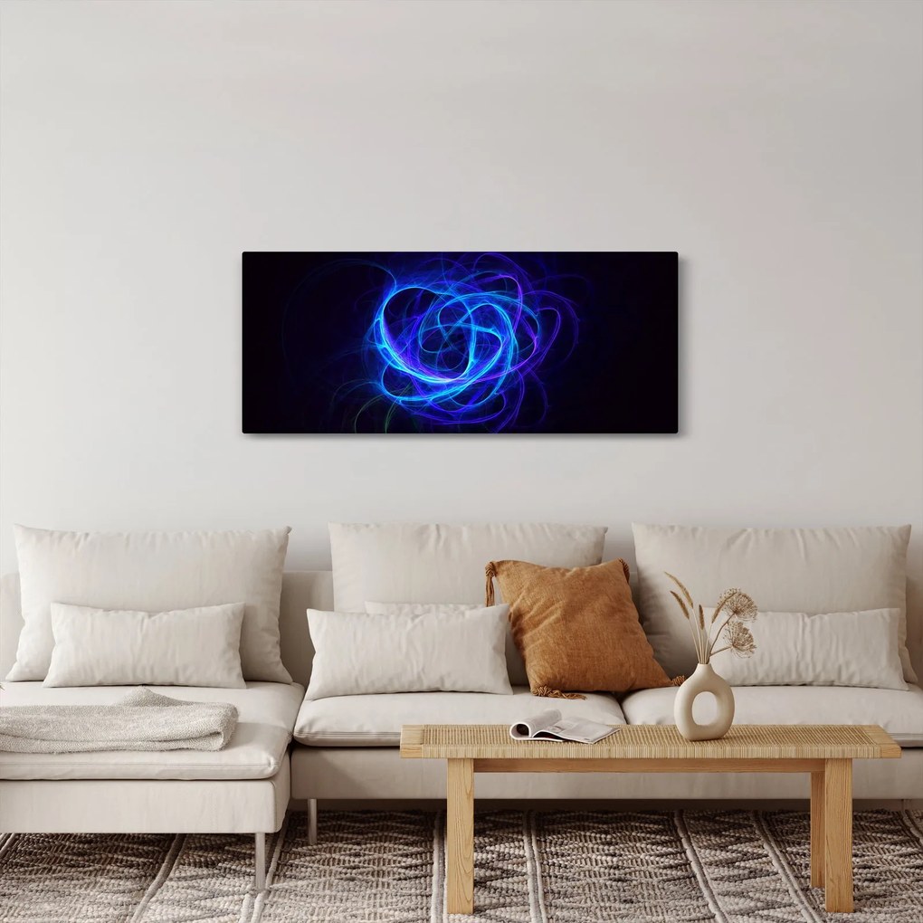 Kék absztrakt gombolyag képe (120x50 cm)