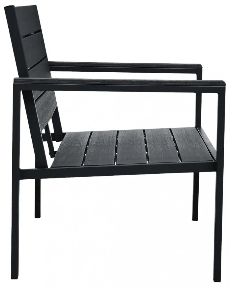 fekete fautánzatú HDPE kerti pad 120 cm