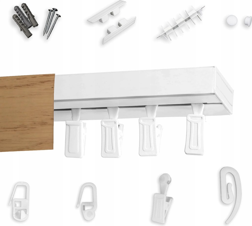 Mennyezeti függönykarnis 1 vágányos, álcázó mennyezeti sín fedéllel Színes 120