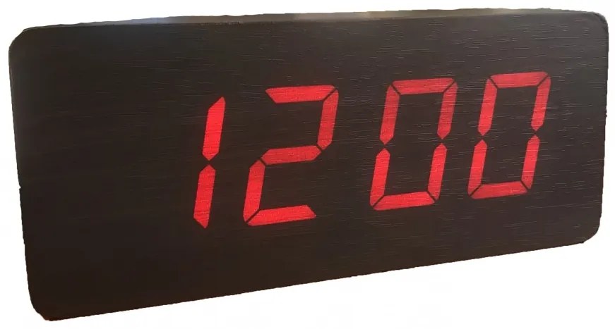 Óriás Dizájn Fa hatású LED Óra Ébresztőóra 21 Cm Óra Ébresztés Taps Hőmérő Funkciókkal