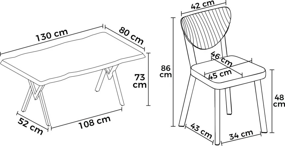 Akort étkezőgarnitúra, travertin-krém, 130 cm
