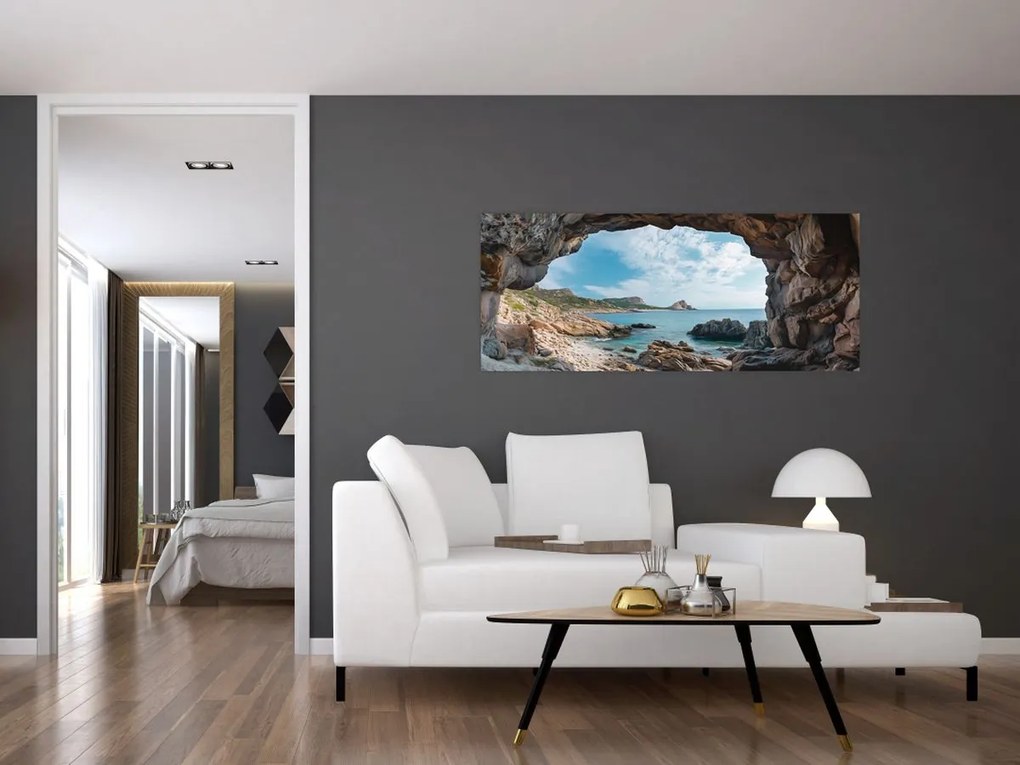 Kép - Barlang a tenger mellett (120x50 cm)