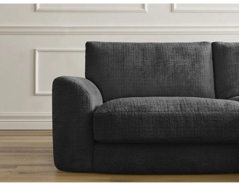 Fekete zsenília sarokkanapé (jobb oldali-heverő résszel) Leonore – Bobochic Paris