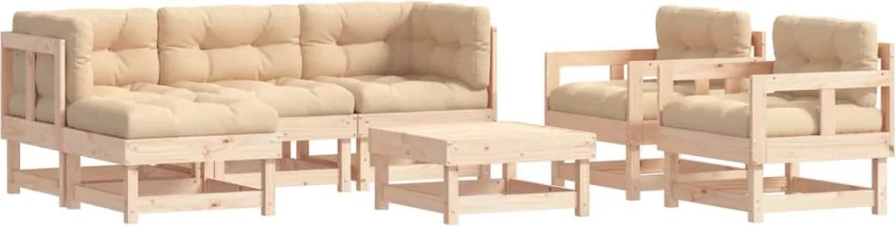 vidaXL 7 részes tömör fa kerti ülőgarnitúra párnával