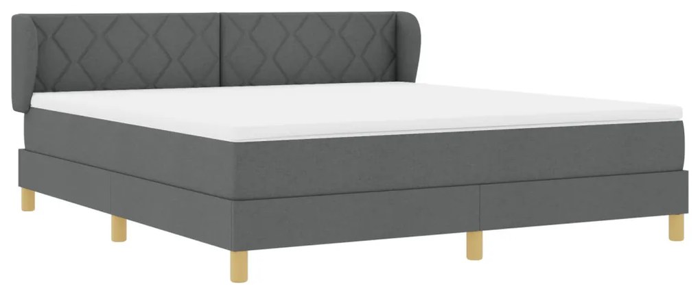 Boxspring Ágy Matraccal - Sötétszürke, 180x200 cm, Szövet