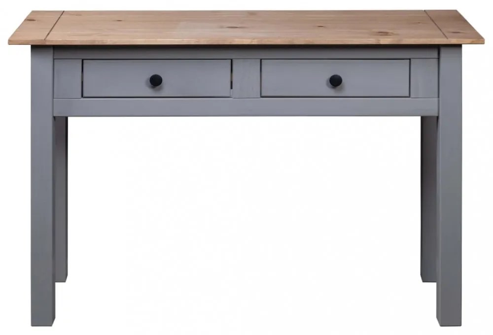 szürke tömör fenyőfa panama konzolasztal 110 x 40 x 72 cm