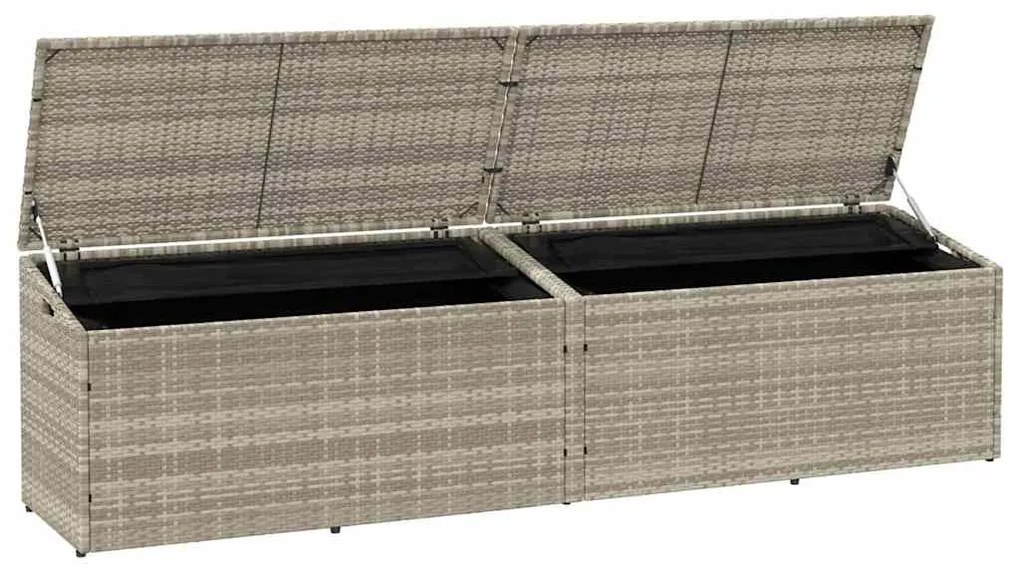 világosszürke polyrattan kerti tárolóláda 220x50x58 cm