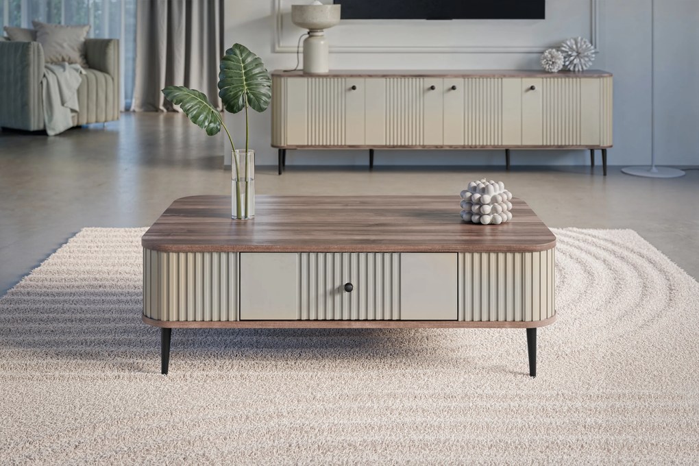 Vesper 103x60 cm-es kasmír / diófa / fekete lábak fiókkal