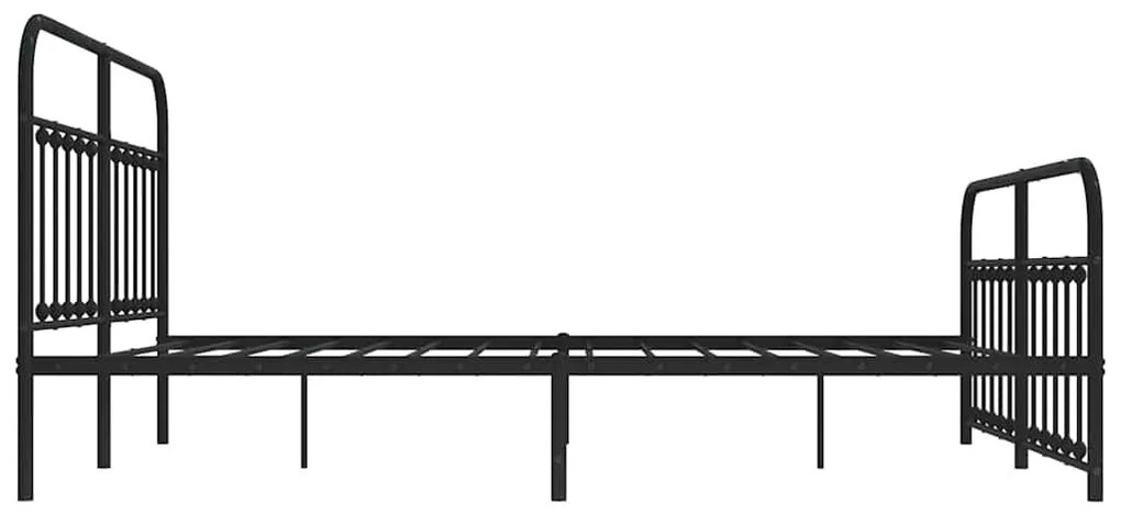 fekete fém ágykeret fej- és lábtámlával 183 x 213 cm