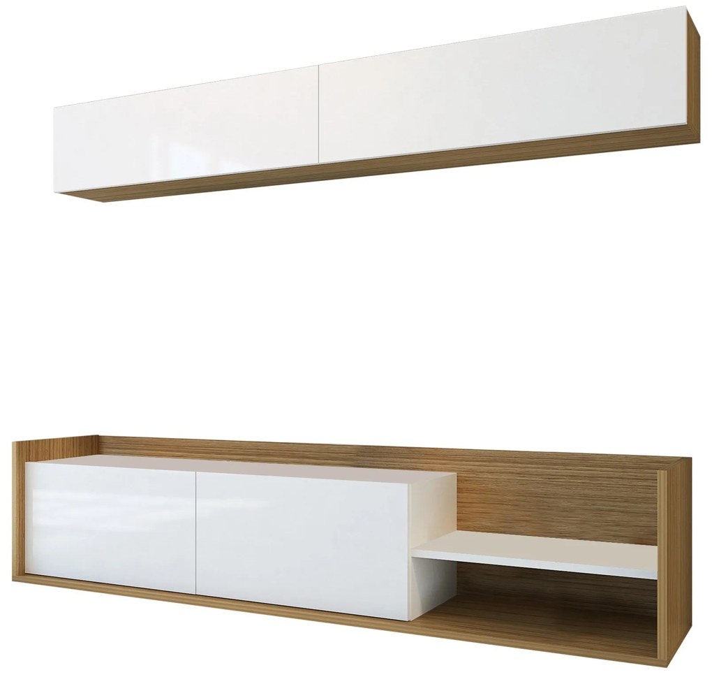 TV szekrény Kale - Teak, White