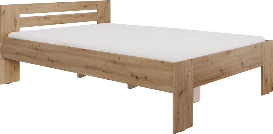 Ágy, 140x200, artisan tölgy, BASIS