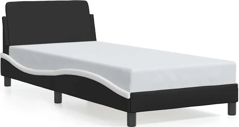 vidaXL fekete és fehér műbőr ágykeret Dover 90 x 200 cm