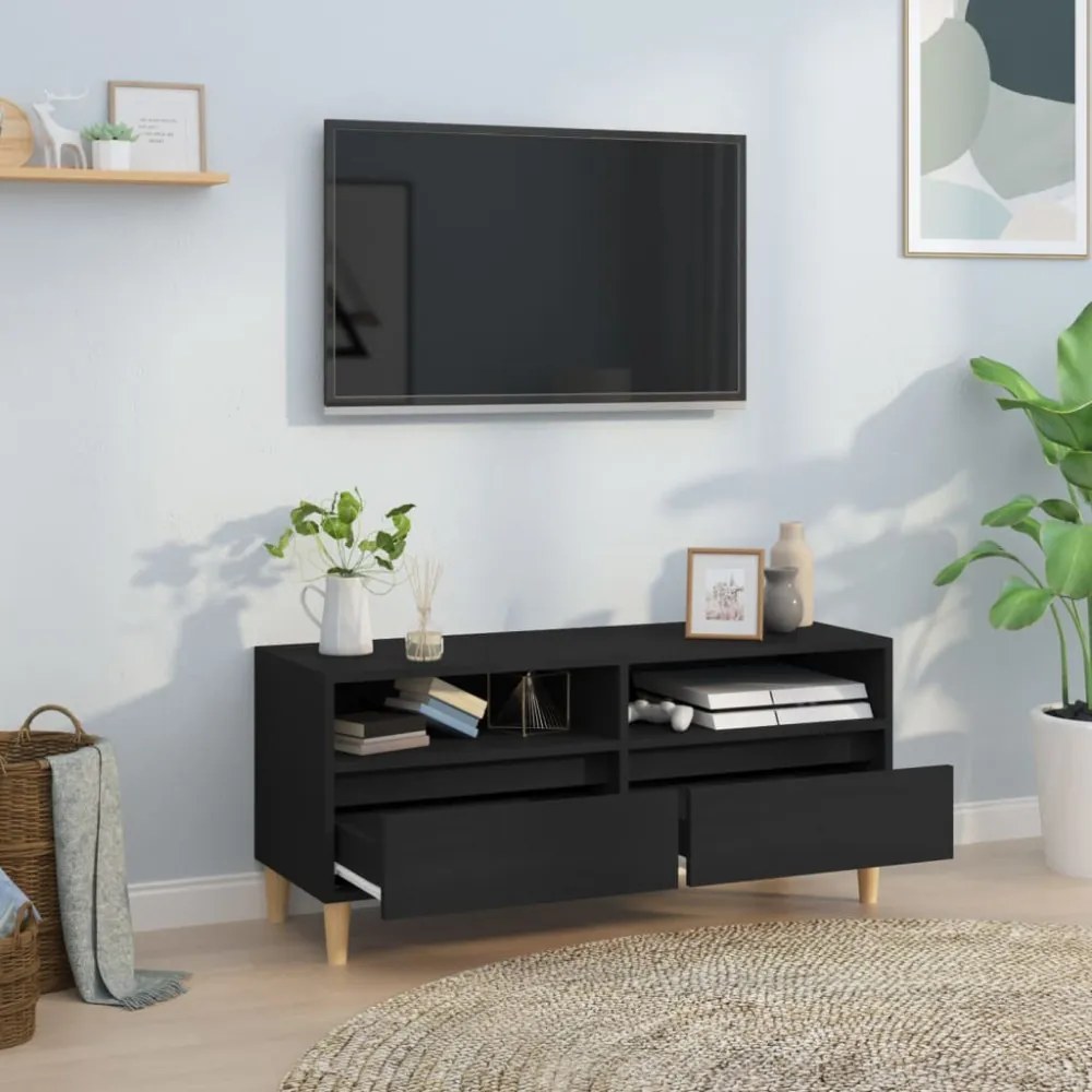 fekete szerelt fa TV-szekrény 100 x 34,5 x 44,5 cm