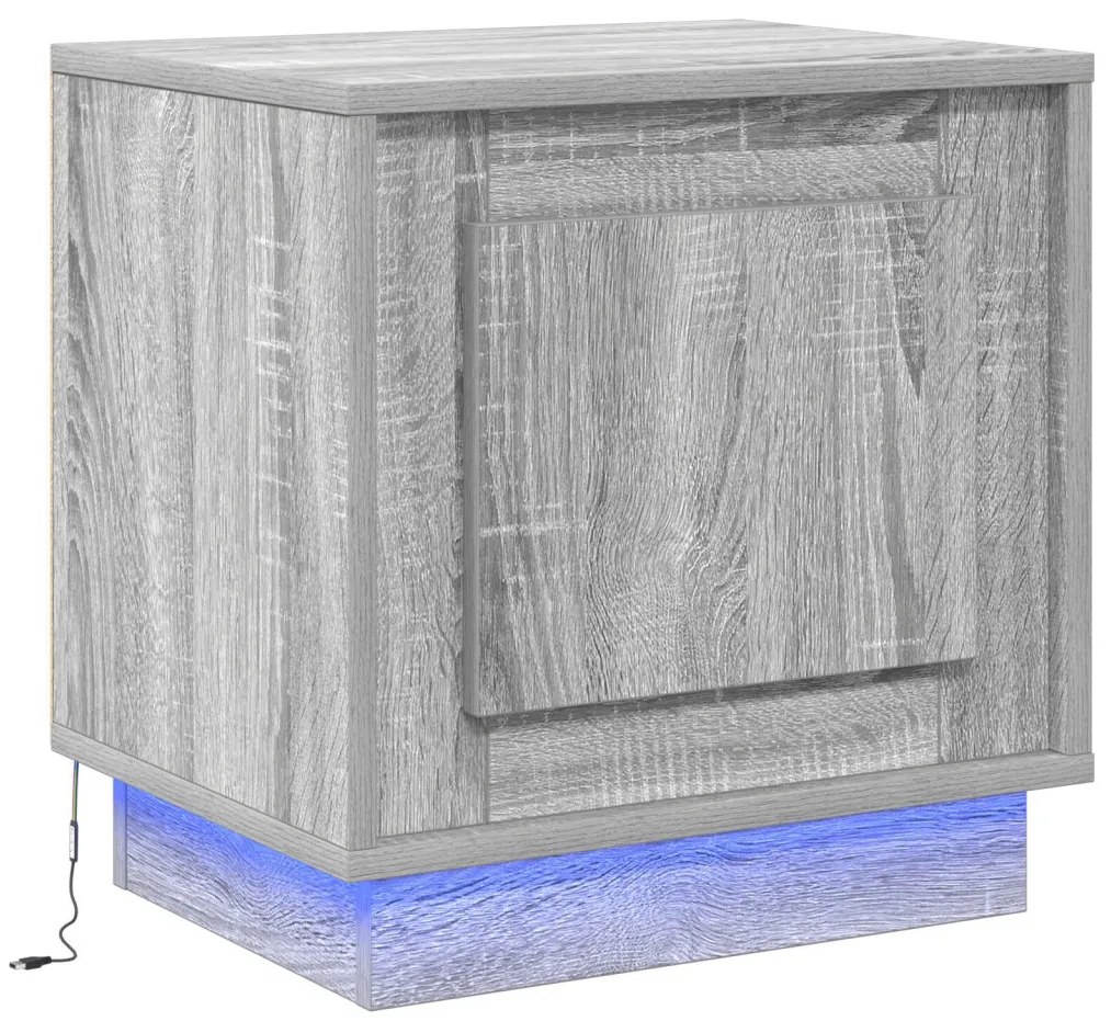 Éjjeli szekrények LED világítással 2 db Szürke Sonoma 44x34,5x45 cm