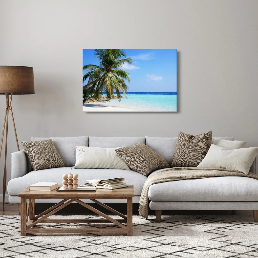 Pálmafák a strandon képe (90x60 cm)