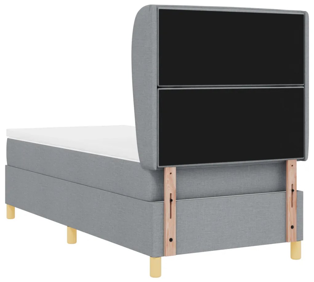 Boxspring Ágy Mattress-szel Világosszürkében, 100x200 cm Szövet
