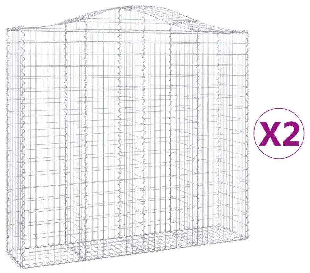 2 db íves horganyzott vas gabion kosár 200x50x180/200 cm