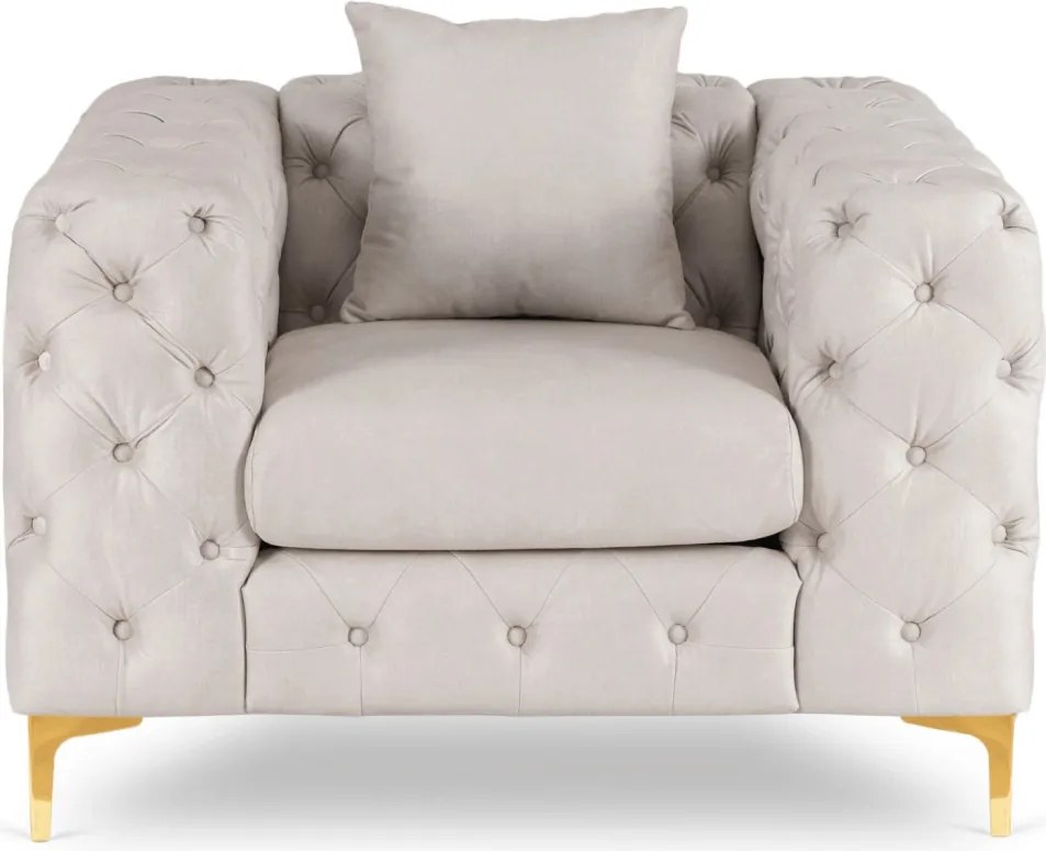 Fotel egyszemélyes kivitelben, krém színben, bársony kárpittal SORRENTO