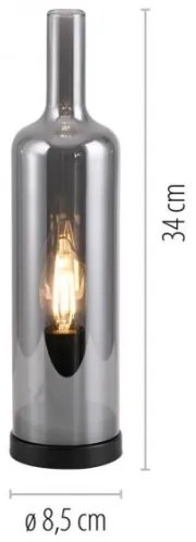 JUST LIGHT. 14006-25 - Asztali lámpa BOTTLE 1xE14/25W/230V fekete/füstszínű