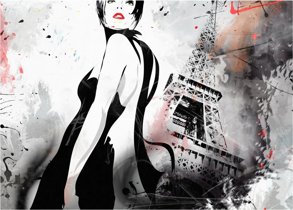 Kép - A hölgy és az Eiffel-torony (70x50 cm)