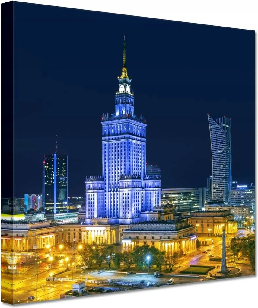 Vászonkép 60x60 Varsó éjszaka Palota