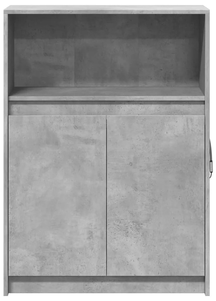 betonszürke szerelt fa tálalószekrény LED-del 72x34x100 cm