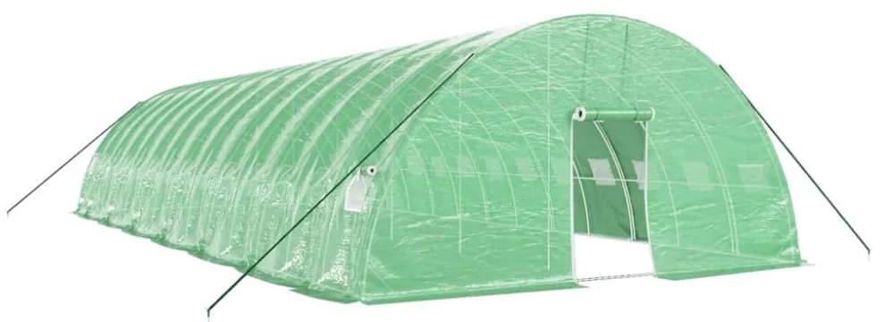 zöld acélvázas melegház 84 m² 14 x 6 x 2,85 m