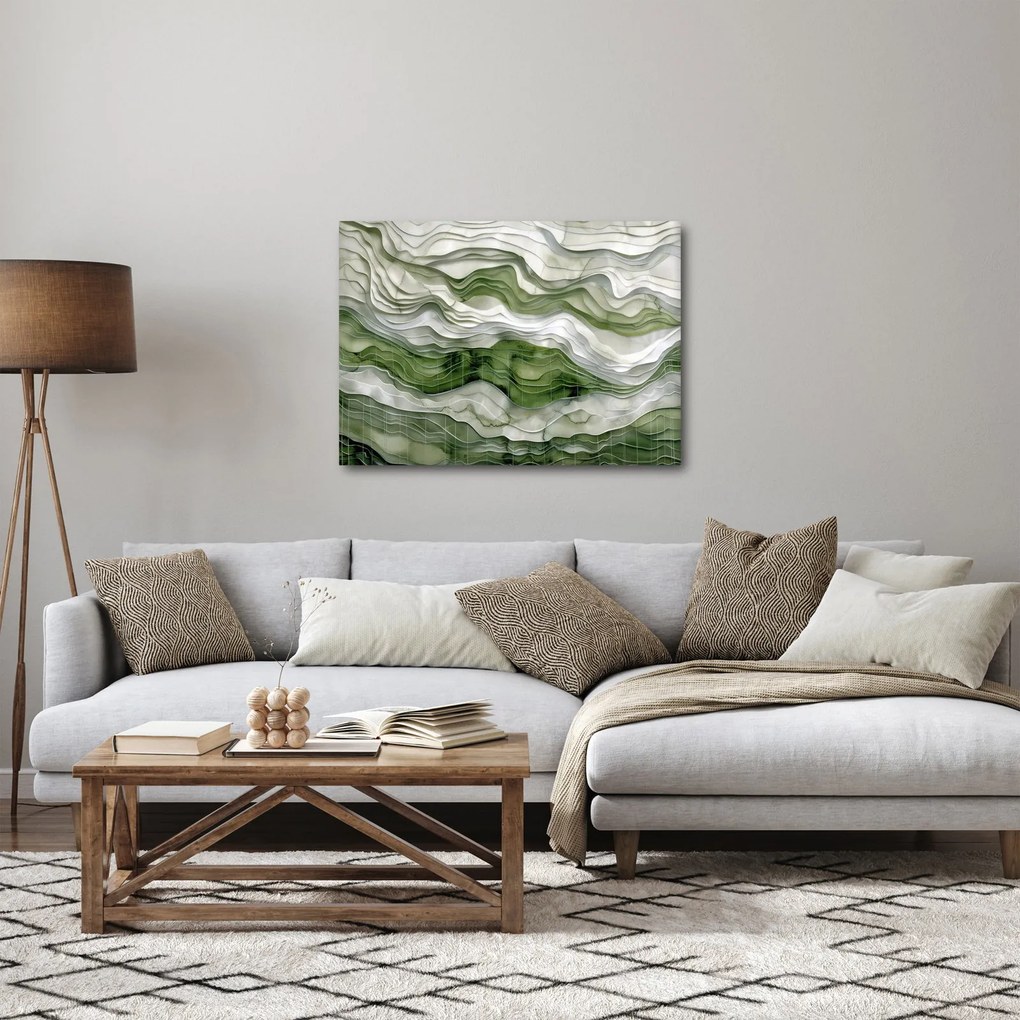 Kép - Zöld és fehér fodrok (70x50 cm)