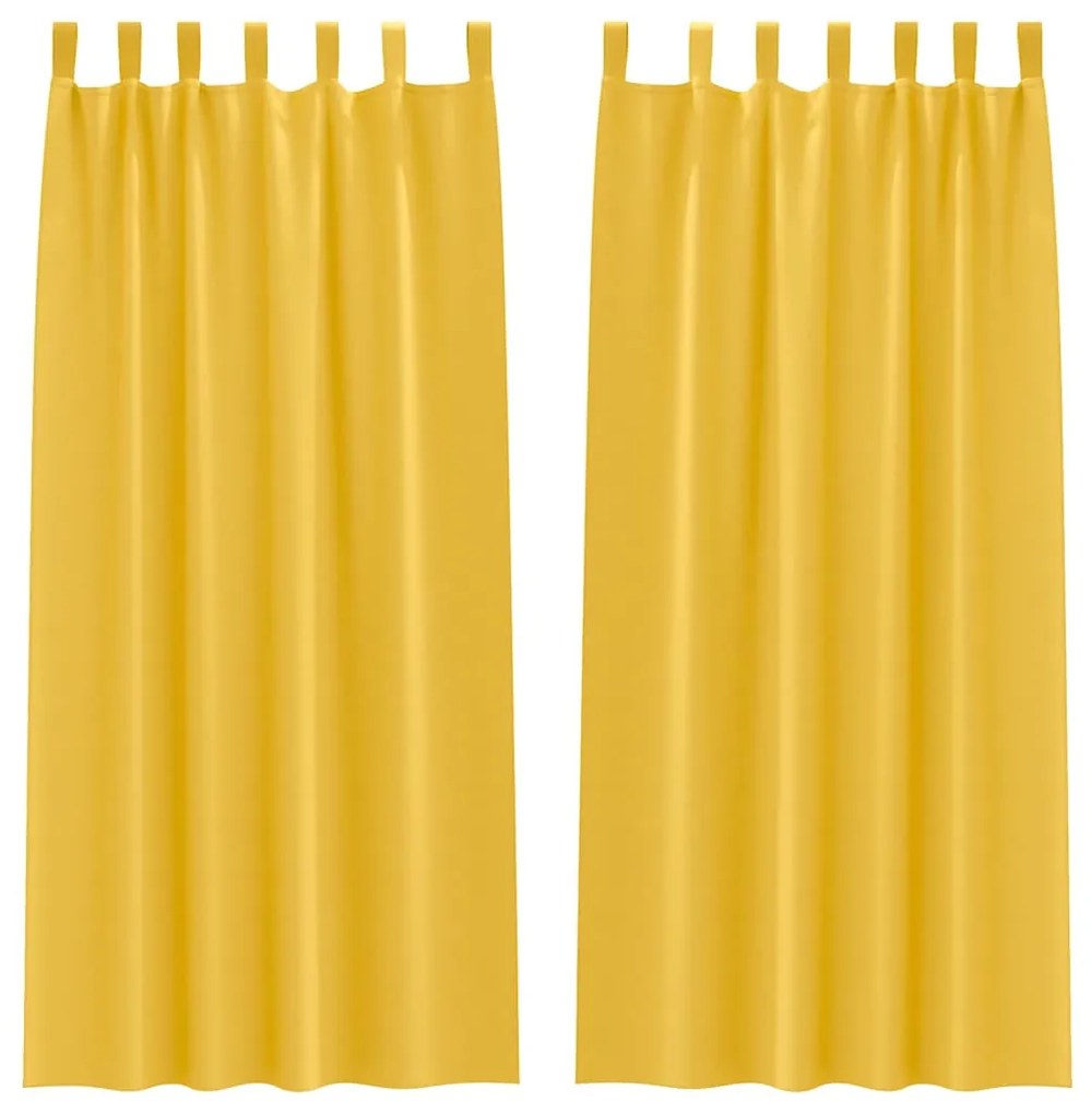 Függönyök függönyökkel 2 pcs mustársárga 245x140cm Poliészter