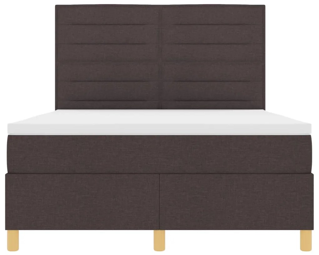 vidaXL Boxspring ágy matrac sötétbarna 140x190 cm szövet