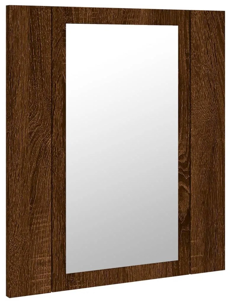 barna tölgy szerelt fa tükrös szekrény LED-del 40 x 12 x 45 cm