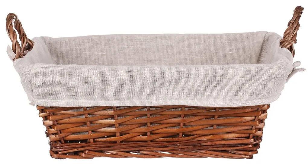 Fonott kosár, szövet barna színű, 35 x 25 x 13 cm