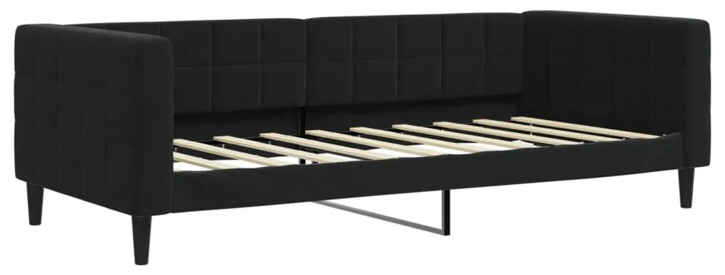 fekete kihúzható bársony heverő fiókkal 90 x 190 cm