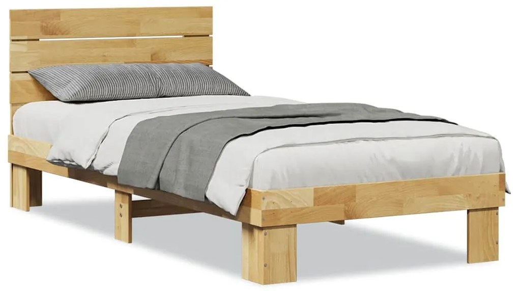 ágykeret fejtámlával matrac nélkül 80x200 cm tömör fa tölgyfa