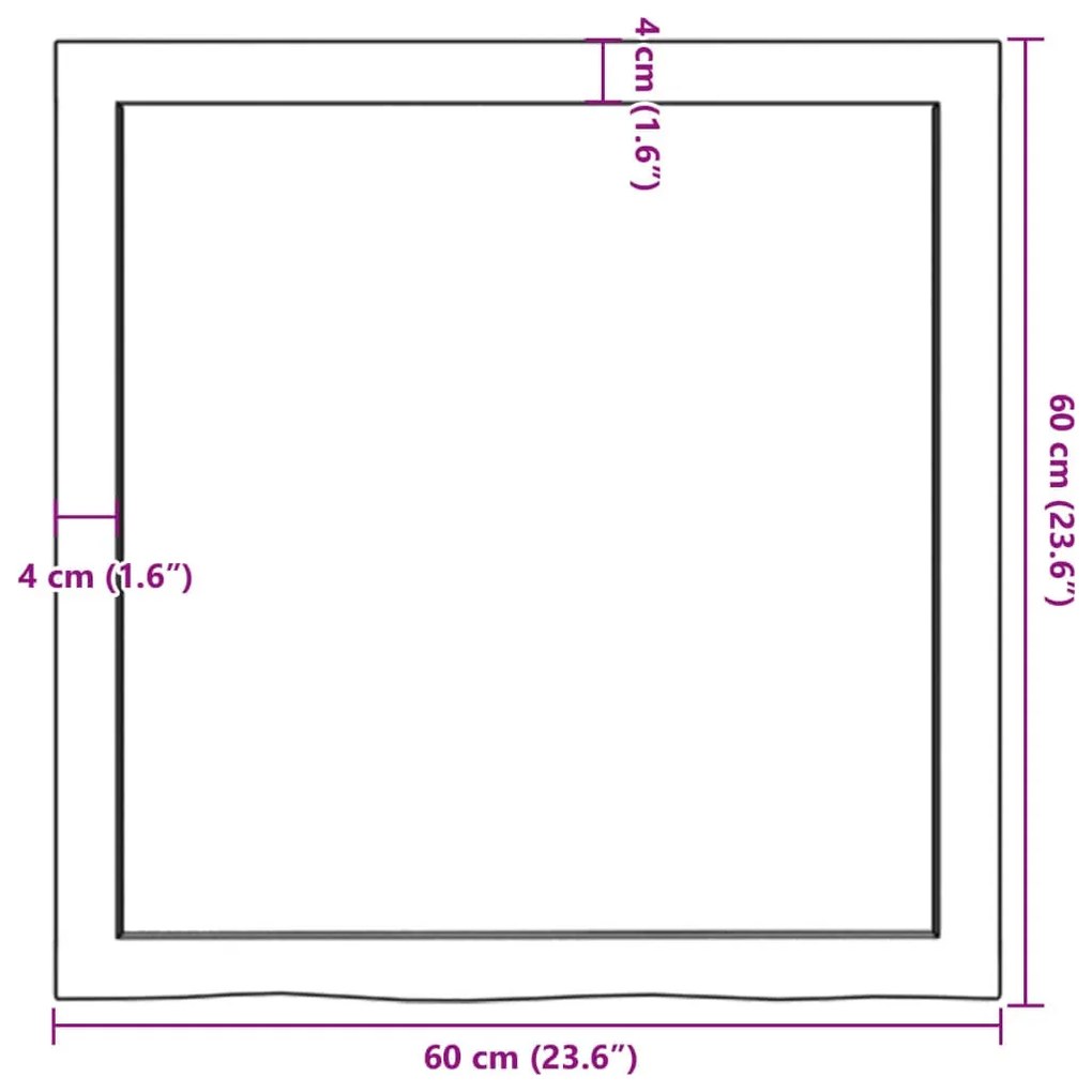 sötétbarna kezelt tömör tölgyfa fali polc 60x60x(2-6) cm