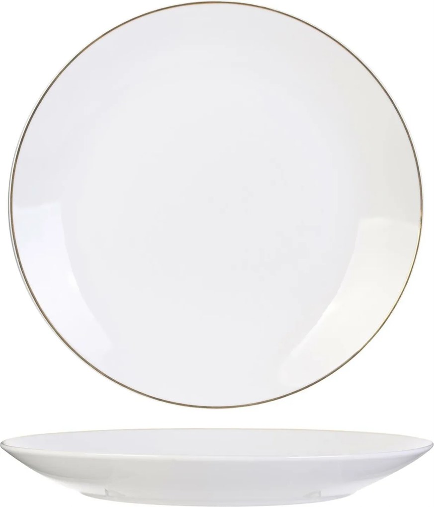 Fehér Étkezőtányér Pearl Gold 27 cm Arany Csíkos