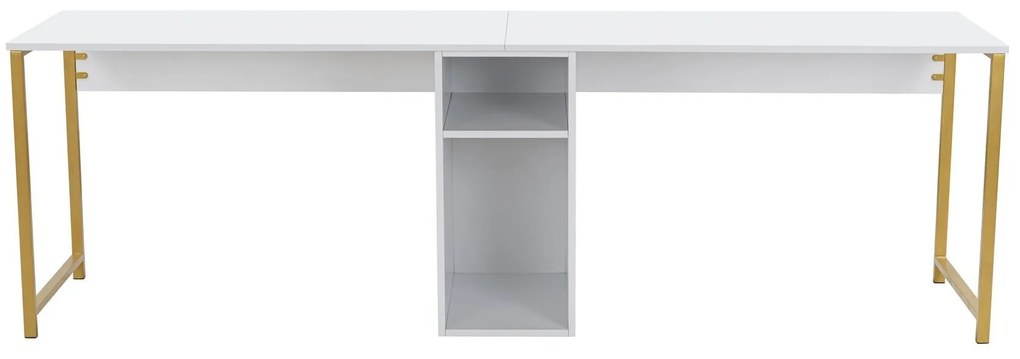 Íróasztal Twin Study Desk - Fehér, Arany