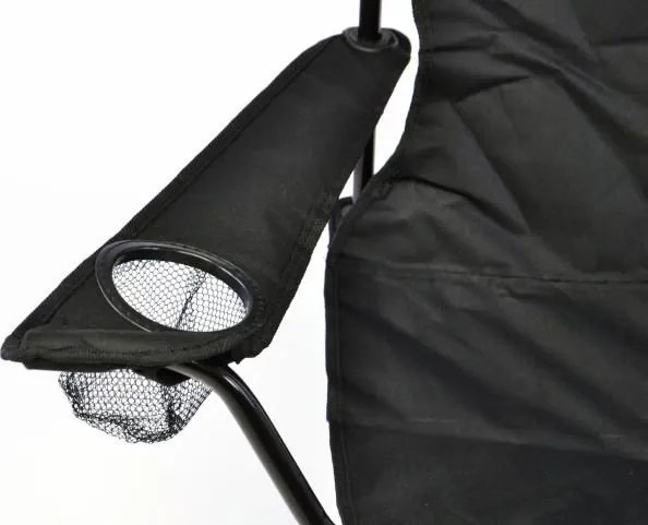 DIVERO® Kempingszék összecsukható italtartóval fekete
