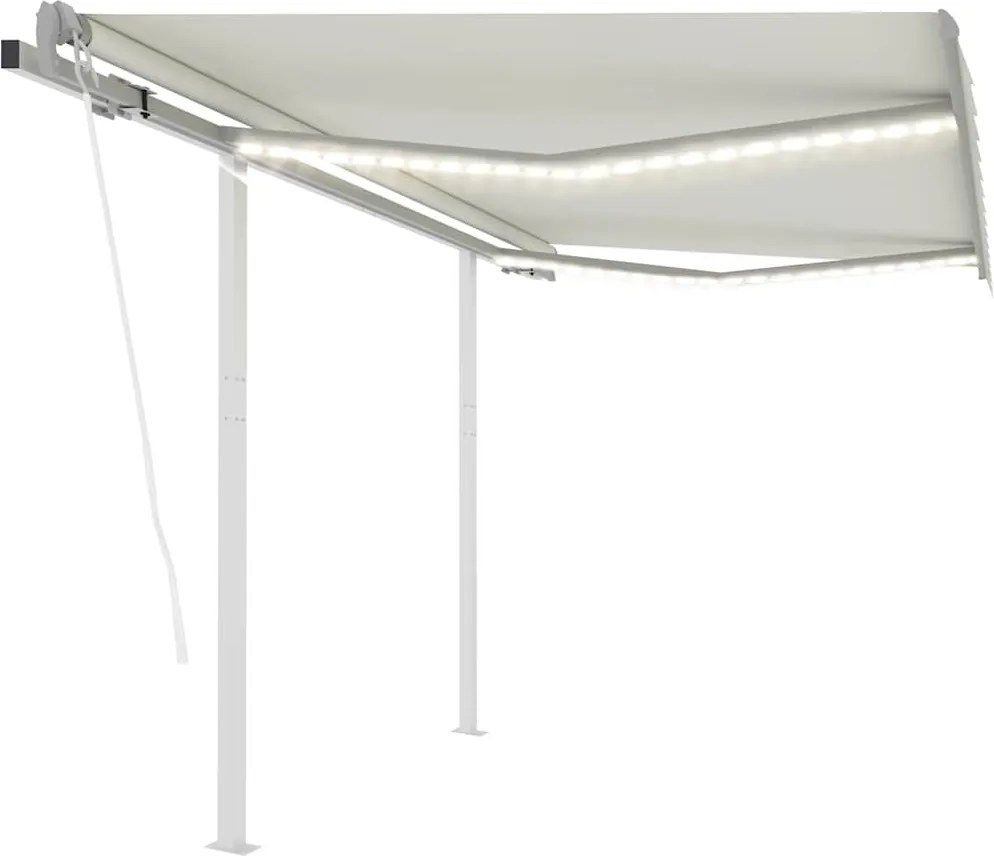 vidaXL krémszínű automata szélérzékelős és LED-es napellenző 3x2,5 m