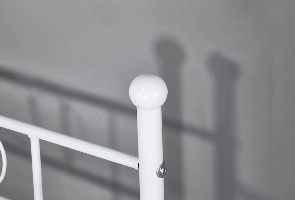 Fém kanapé - egyszemélyes ágy, fehér, 90x200 cm